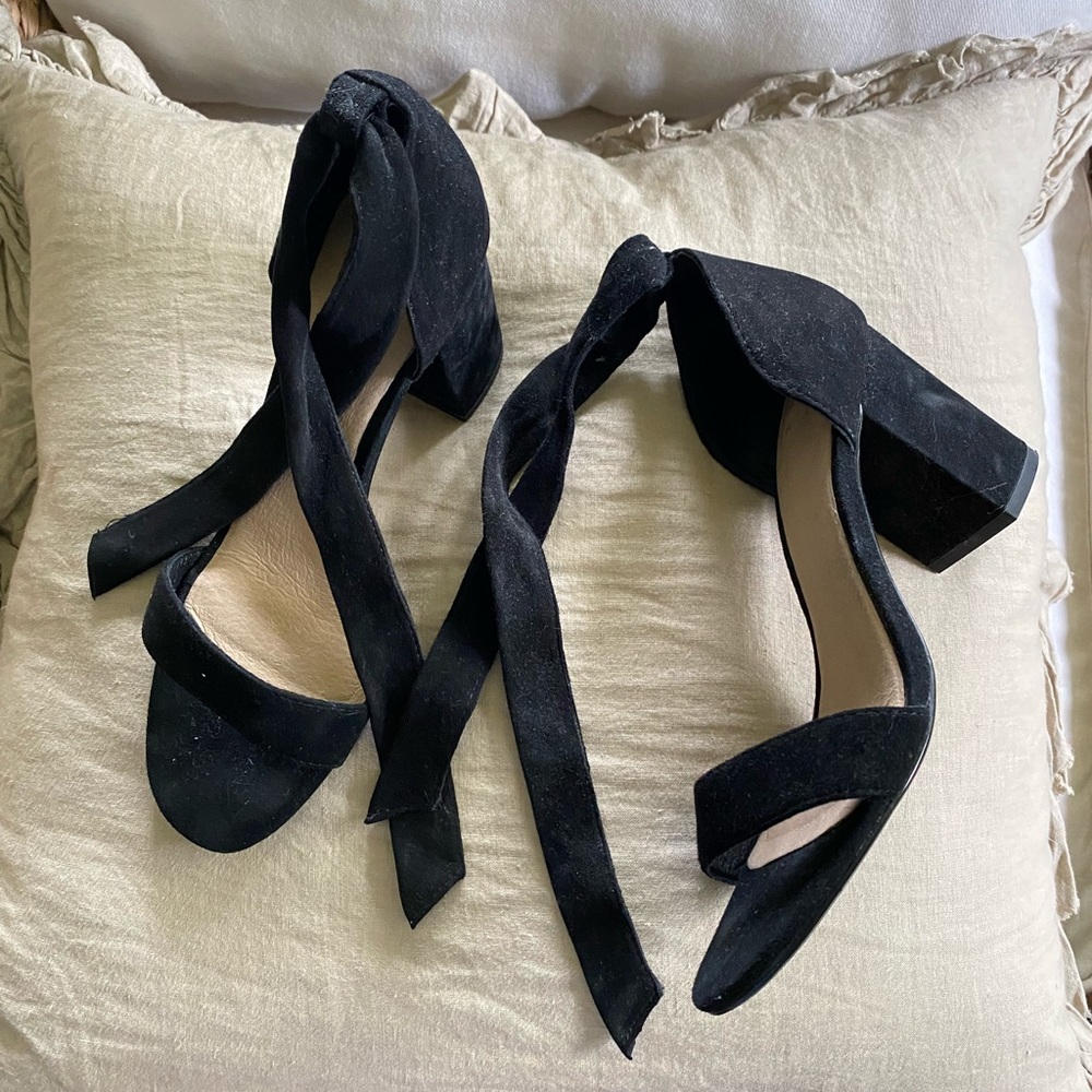 Black Ankle Tie Block Heels